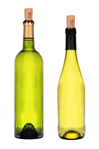 孤立在白色背景上的白色葡萄酒瓶