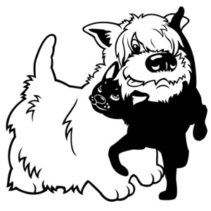 卡通狗和猫黑白色