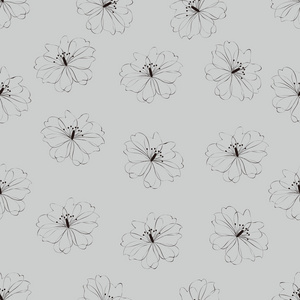 无缝花卉图案在灰色背景