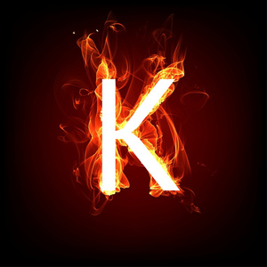 火热热的火焰设计的字体。字母 k