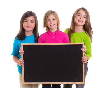 儿童女童集团控股空白的黑板副本空间
