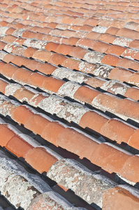 在阿维拉，西班牙老红平铺的屋顶