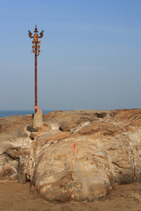 在小瓦加托海滩在果阿，印度湿婆石刻