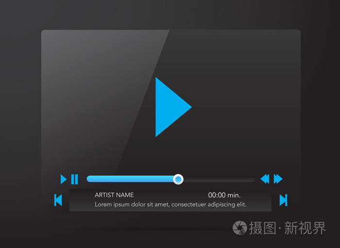 矢量有光泽的音频视频播放器