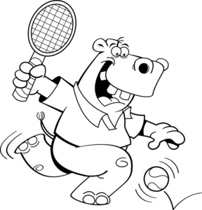卡通河马打网球