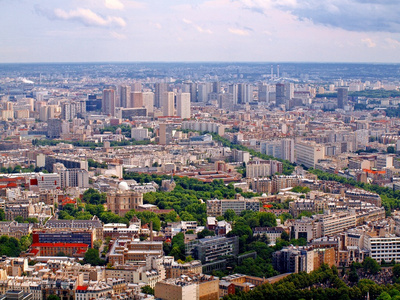 巴黎城市空中全景鸟眼视图
