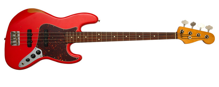 红色的低音吉他