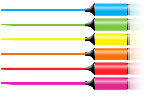一条线中各种颜色的标记笔