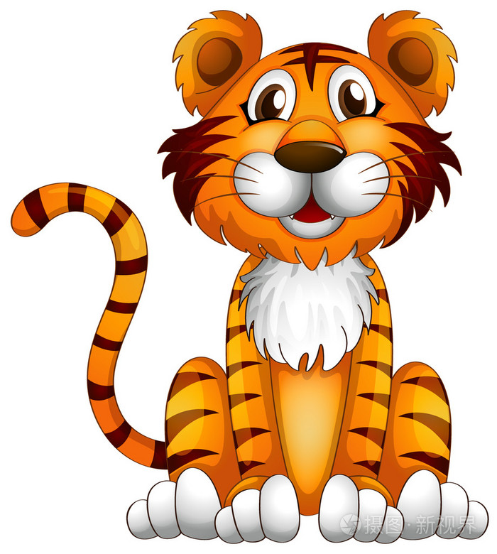一只老虎坐下来插画-正版商用图片1bdhe0-摄图新视界