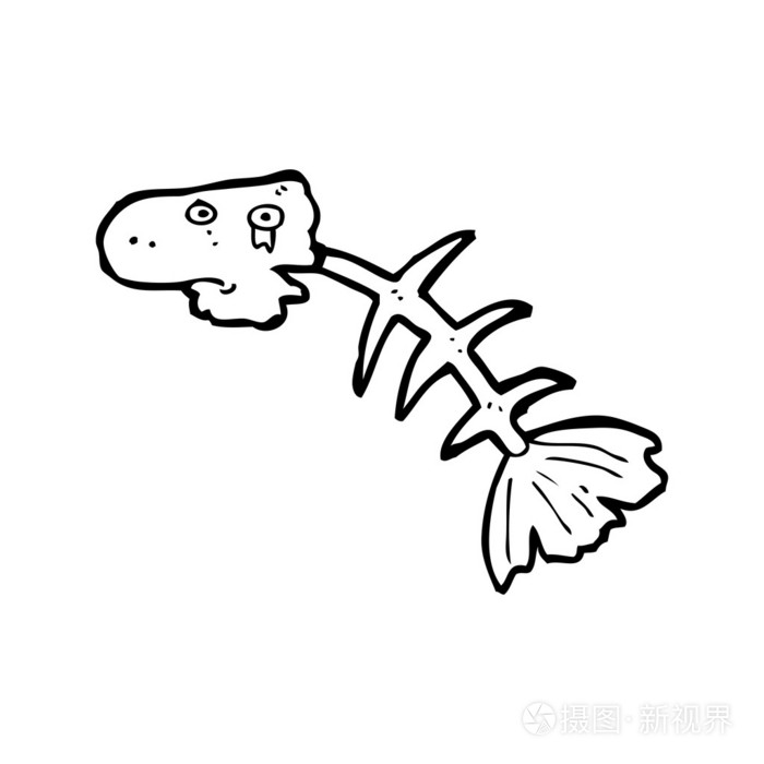 老鱼骨头卡通