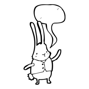 与语音泡沫穿着背心的兔子图片