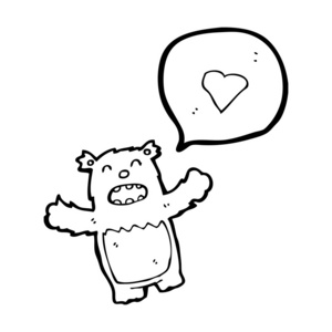 爱的心对话气泡与泰迪熊