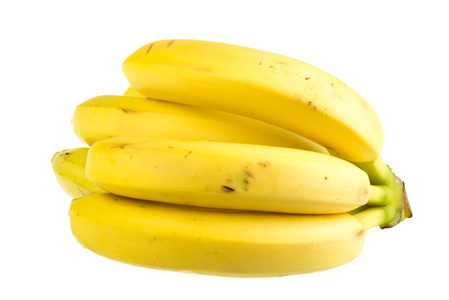大串香蕉在白色背景上