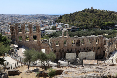 景观的古剧场的 herodes atticus