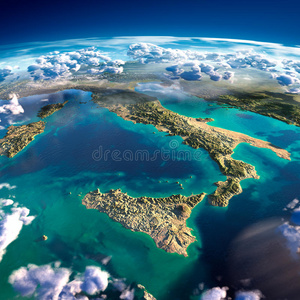 地球的碎片。意大利和地中海