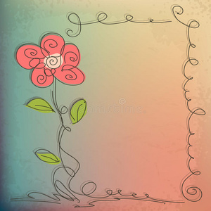 手绘花卉背景和详细的框架