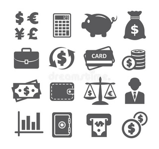 金融和货币图标集