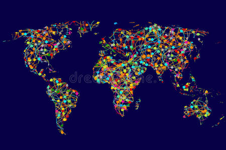 抽象彩色点网络世界地图