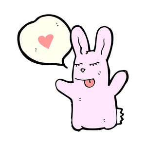 可爱的粉红色兔子伸出舌头