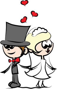 婚礼卡通新娘和新郎