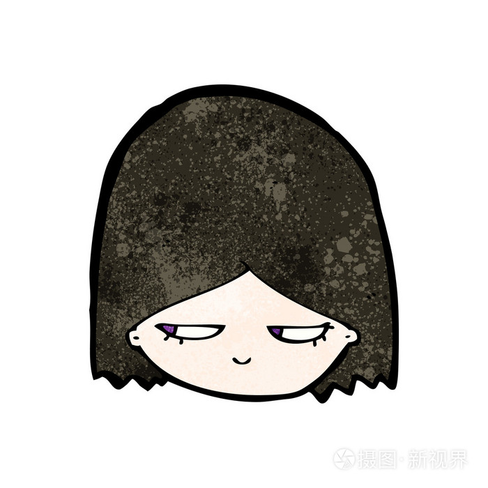 黑头发女孩寻找可疑卡通