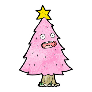 粉红色的圣诞树卡通图片