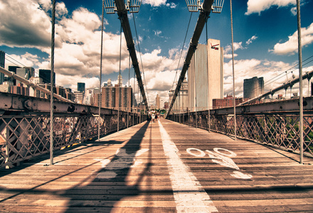 布鲁克林大桥视图，纽约城