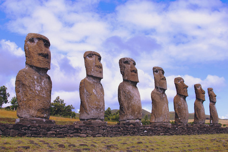 七个石像平台 东岛 智利