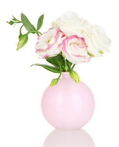 洋隔绝在白色的花瓶里的花束