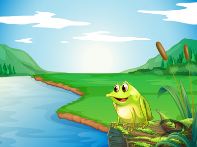 一只青蛙在河岸