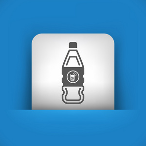 描绘的清凉饮料瓶的蓝色和灰色图标