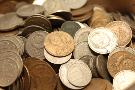 不同时期的旧硬币硬币背景