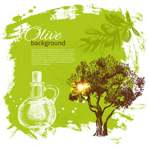 复古橄榄的背景。手工绘制的插图