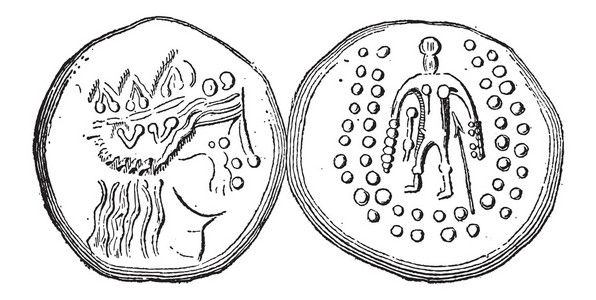 古代凯尔特语 tetradrachma 银硬币 复古雕刻