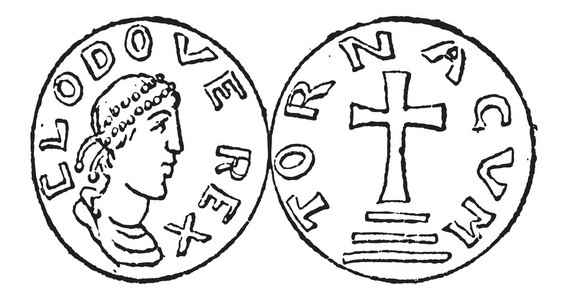 硬币货币 墨洛温王朝 复古雕刻