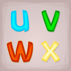 矢量彩色字体。 uvwx