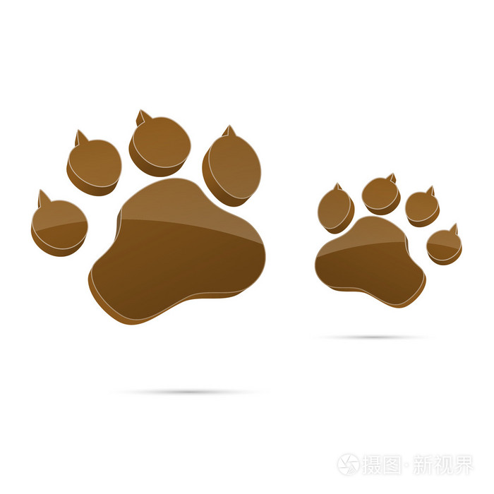 3d 动物爪子宠物狼爪爪矢量熊足迹动物爪子猫爪子指纹印象插画-正版