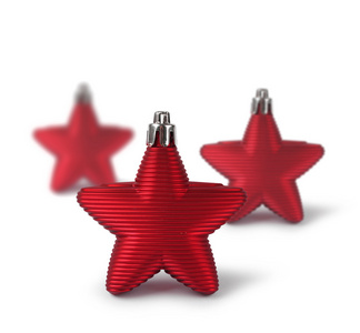 三个红色圣诞装饰星星