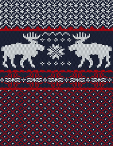 与圣诞鹿和雪花针织的背景
