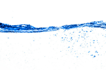 清洁用水和水中蓝色气泡