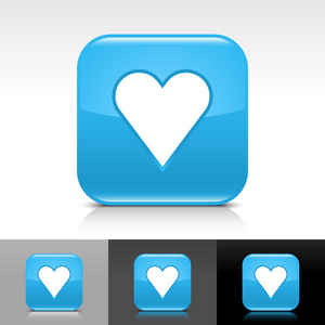 与心脏标志的蓝色光泽 web 互联网按钮