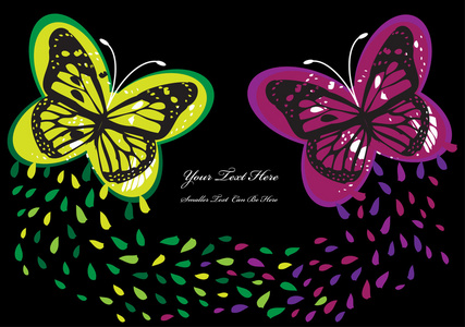 与色彩艳丽的蝴蝶抽象矢量背景