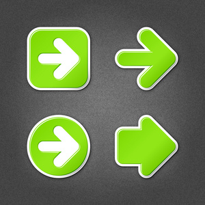 4 绿色贴纸箭头标志网页图标