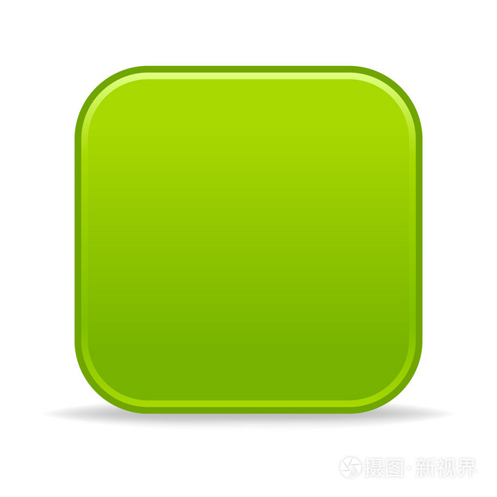 绿色光泽空白互联网按钮.圆角正方形形状图标有黑色的