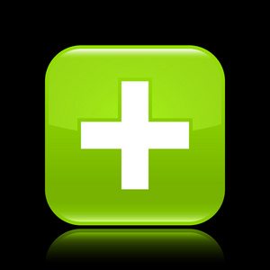 十字标志的绿色光泽 web 2.0 按钮
