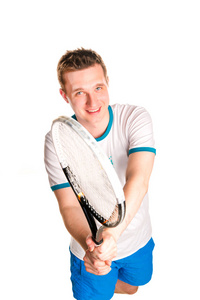 体育的年轻人打网球