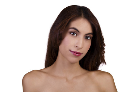 瘦瘦的裸肩肖像吸引力西班牙裔美国人的女人