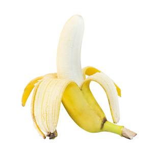 新鲜的香蕉用打开的准确皮