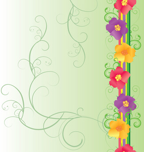 绿色背景春季自然矢量七彩花朵边框