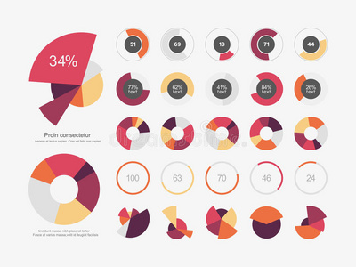 信息图元素饼图集图标